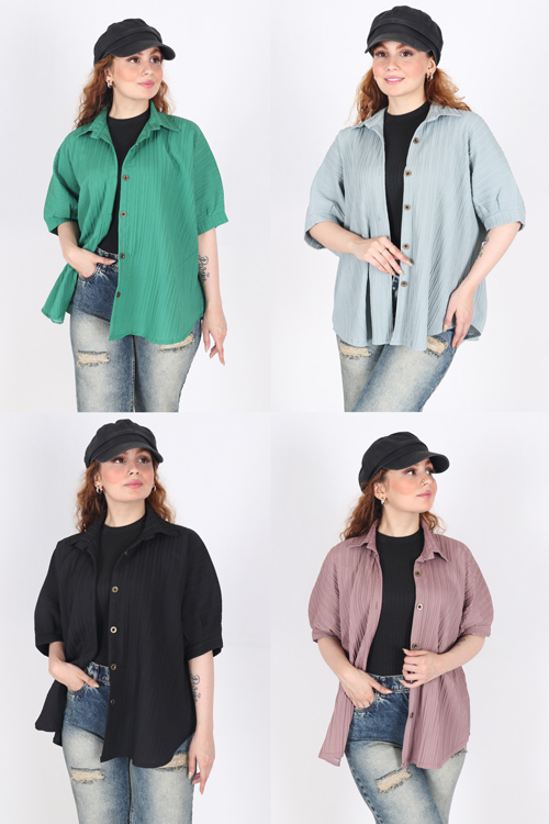 شومیز تک رنگ 2276