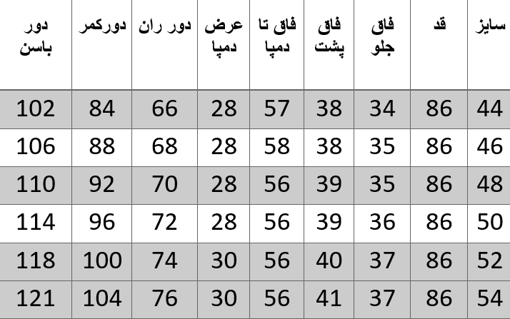 راهنمای سایز