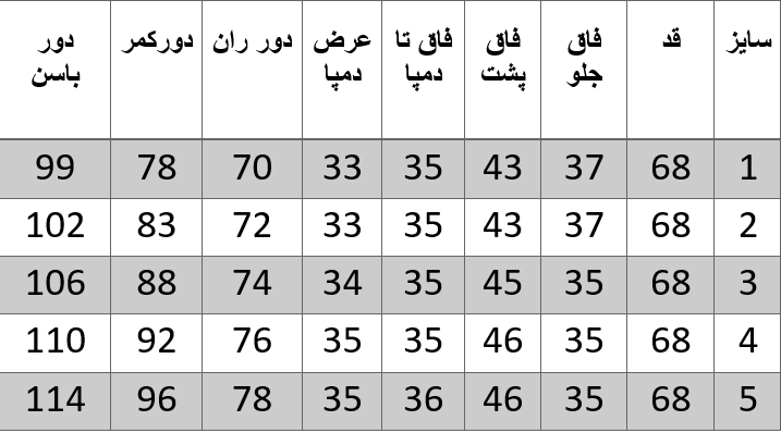 راهنمای سایز
