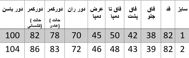 راهنمای سایز